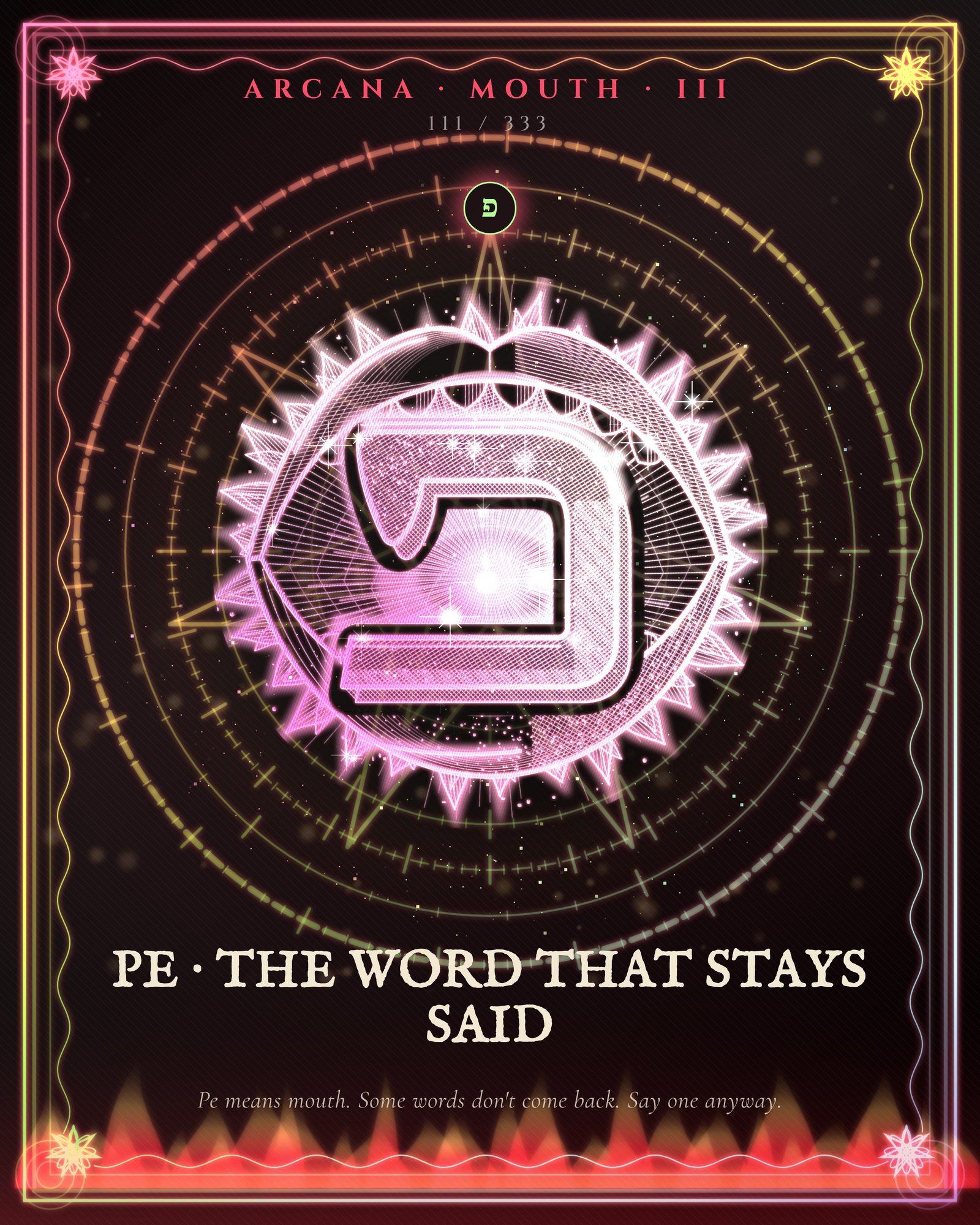 Oracle card 111, an engraved holographic Arcana